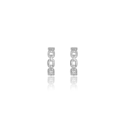 TWELVE NATURAL DIAMOND LINK EARRINGS SILVER