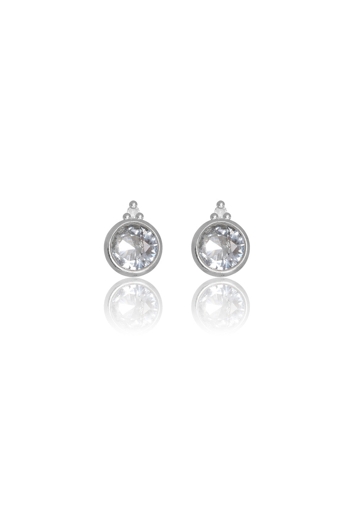 NATURAL AQUAMARINE AND TWO NATURAL DIAMOND MARCH EARRINGS SILVER