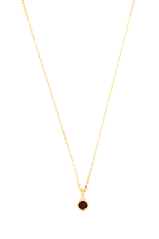 NATURAL GARNET AND DIAMOND JANUARY PENDANT GOLD