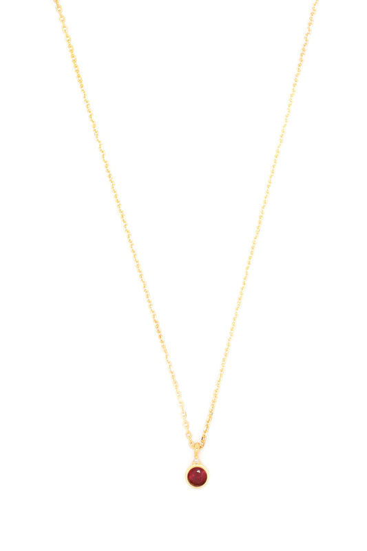 NATURAL RUBY AND DIAMOND JULY PENDANT GOLD