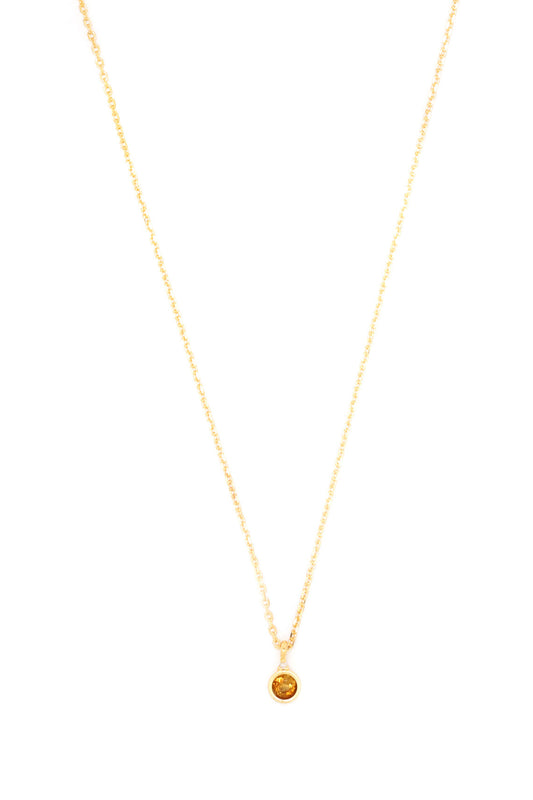 NATURAL CITRINE AND DIAMOND NOVEMBER PENDANT GOLD