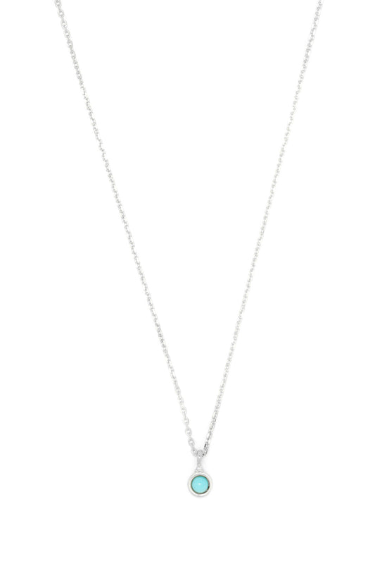 NATURAL TURQUOISE AND DIAMOND DECEMBER PENDANT SILVER