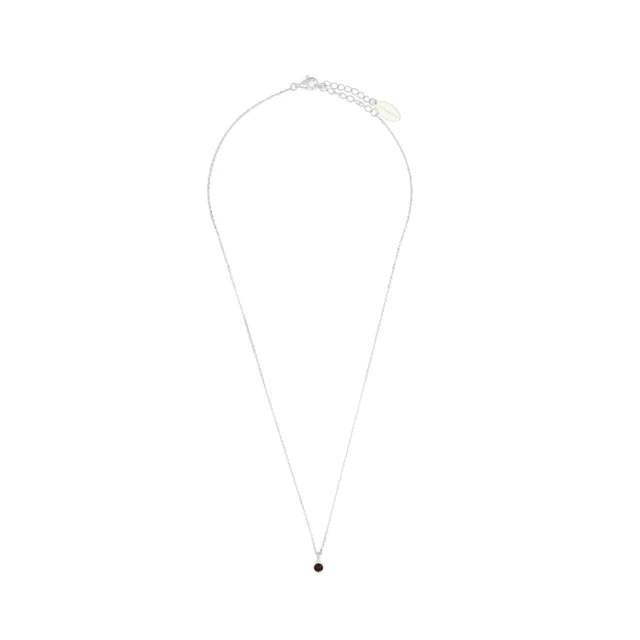NATURAL GARNET AND DIAMOND JANUARY PENDANT SILVER