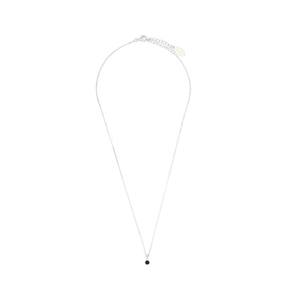 NATURAL GARNET AND DIAMOND JANUARY PENDANT SILVER