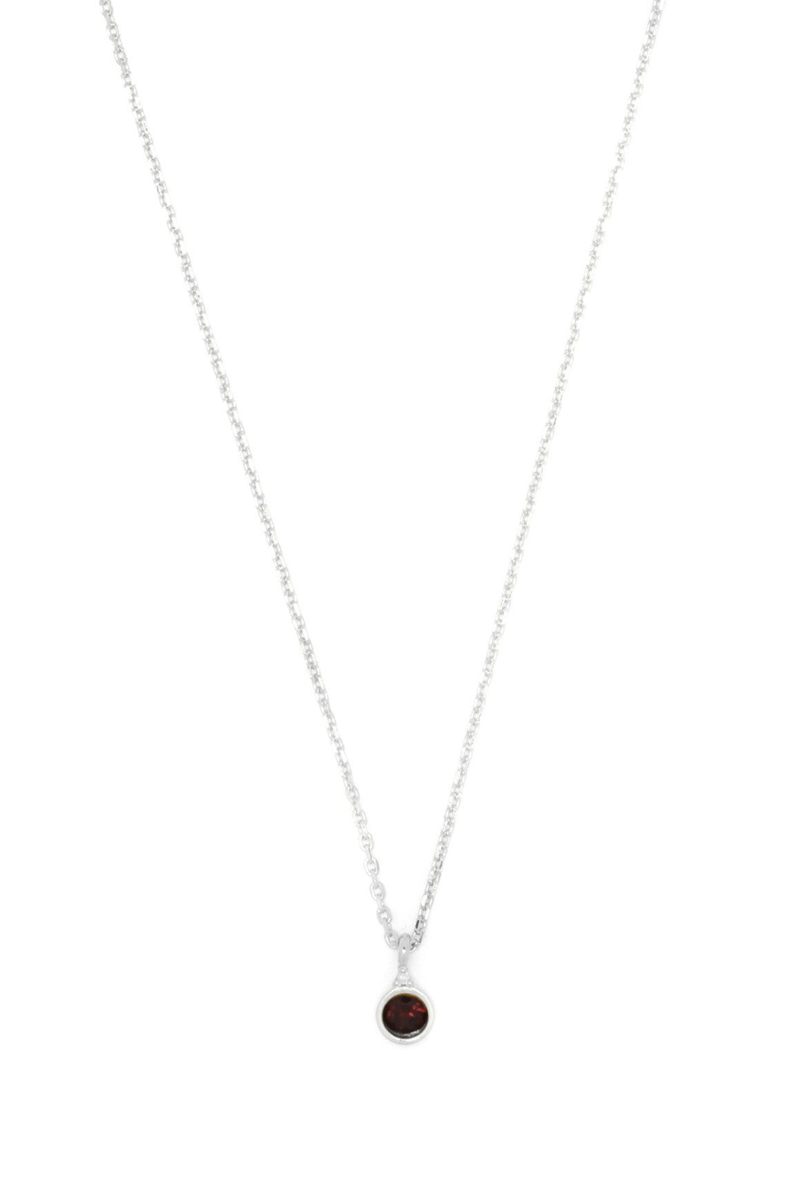 NATURAL GARNET AND DIAMOND JANUARY PENDANT SILVER