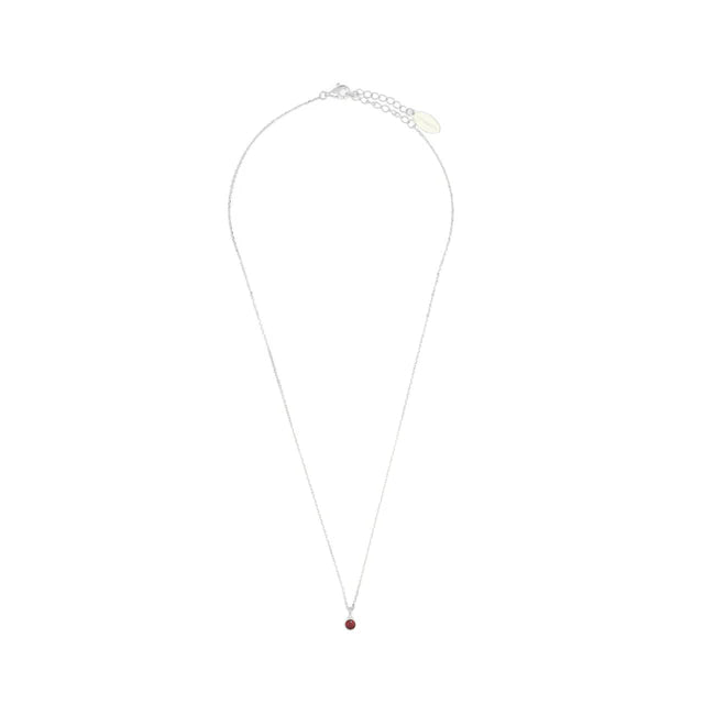 NATURAL RUBY AND DIAMOND JULY PENDANT SILVER