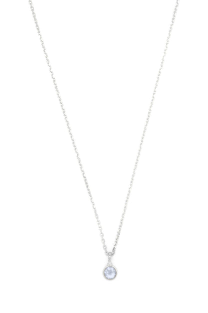 NATURAL AQUAMARINE AND DIAMOND MARCH PENDANT SILVER