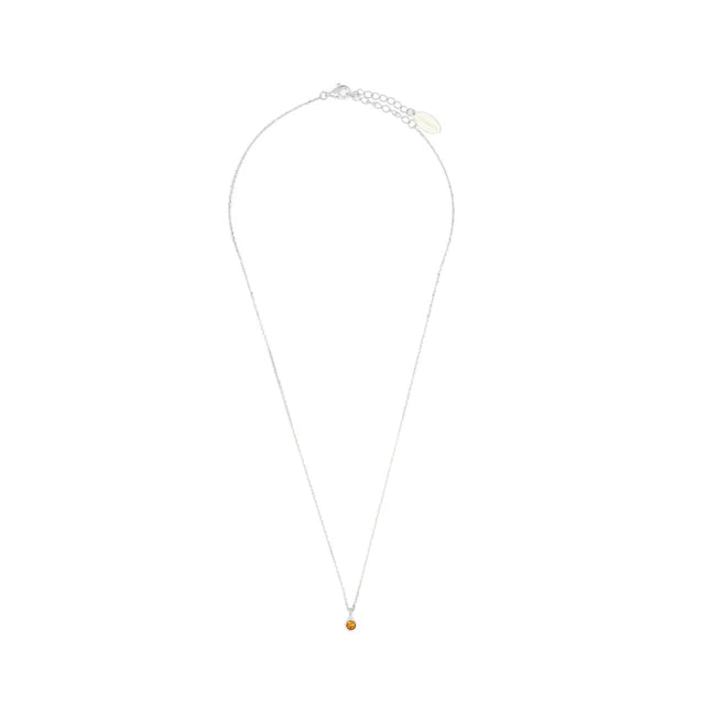 NATURAL CITRINE AND DIAMOND NOVEMBER PENDANT SILVER