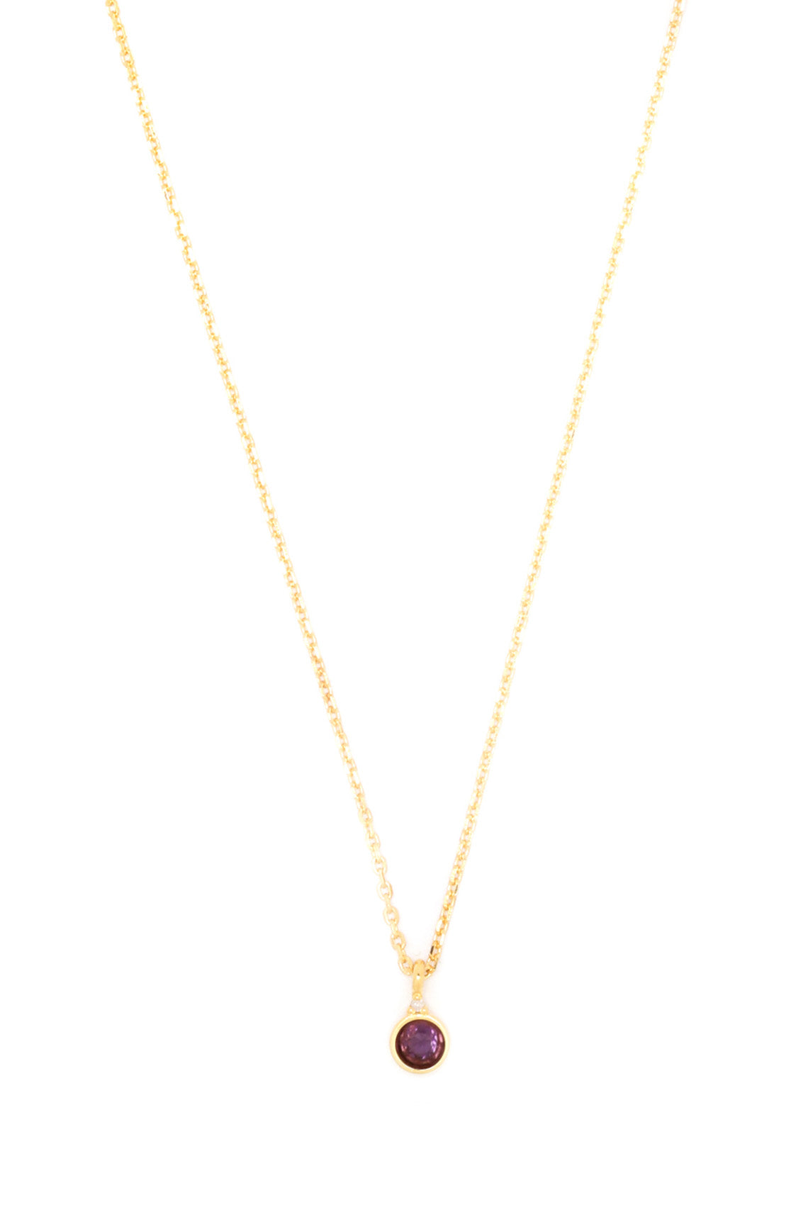 NATURAL AMETHYST AND DIAMOND FEBRUARY PENDANT GOLD