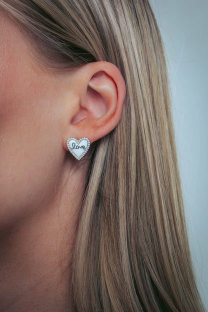 GEORGINI Reflection Enamel Love Heart Stud Earrings