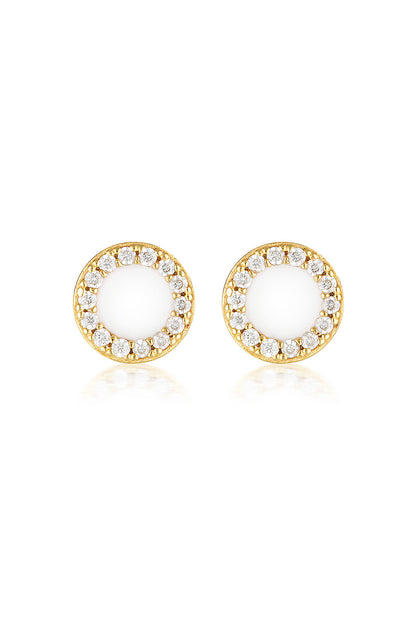 REFLECTION ENAMEL STUD EARRINGS GOLD & WHITE