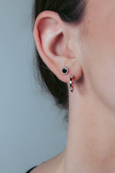 REFLECTION ENAMEL STUD EARRINGS ROSE GOLD & BLACK