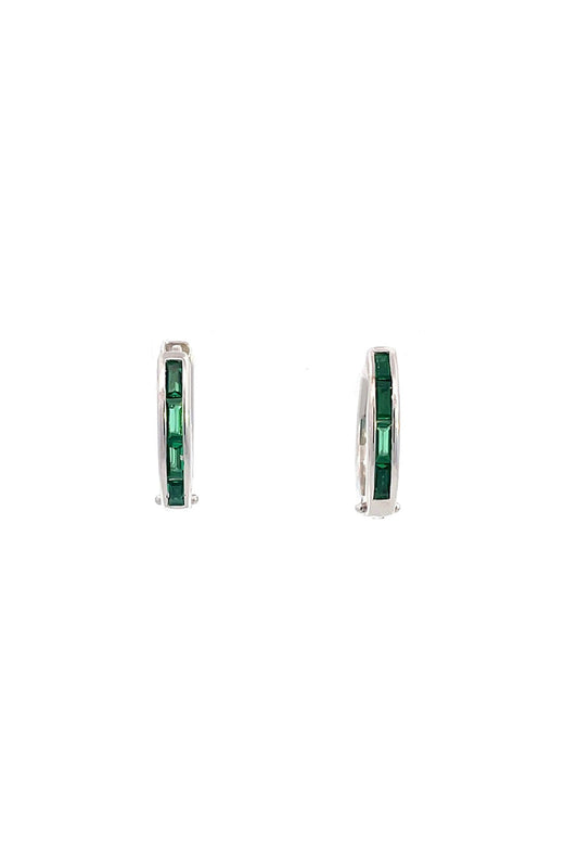 BAGUETTE HOOP SILVER AND GREEN