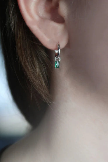BABY BAGUETTE HOOP SILVER GREEN