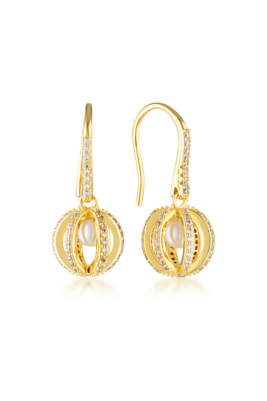 GEORGINI Majesty Freshwater Pearl And Cubic Zirconia Earrings