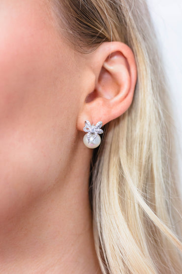 GEORGINI Sweetheart Bow Freshwater Pearl Earrngs