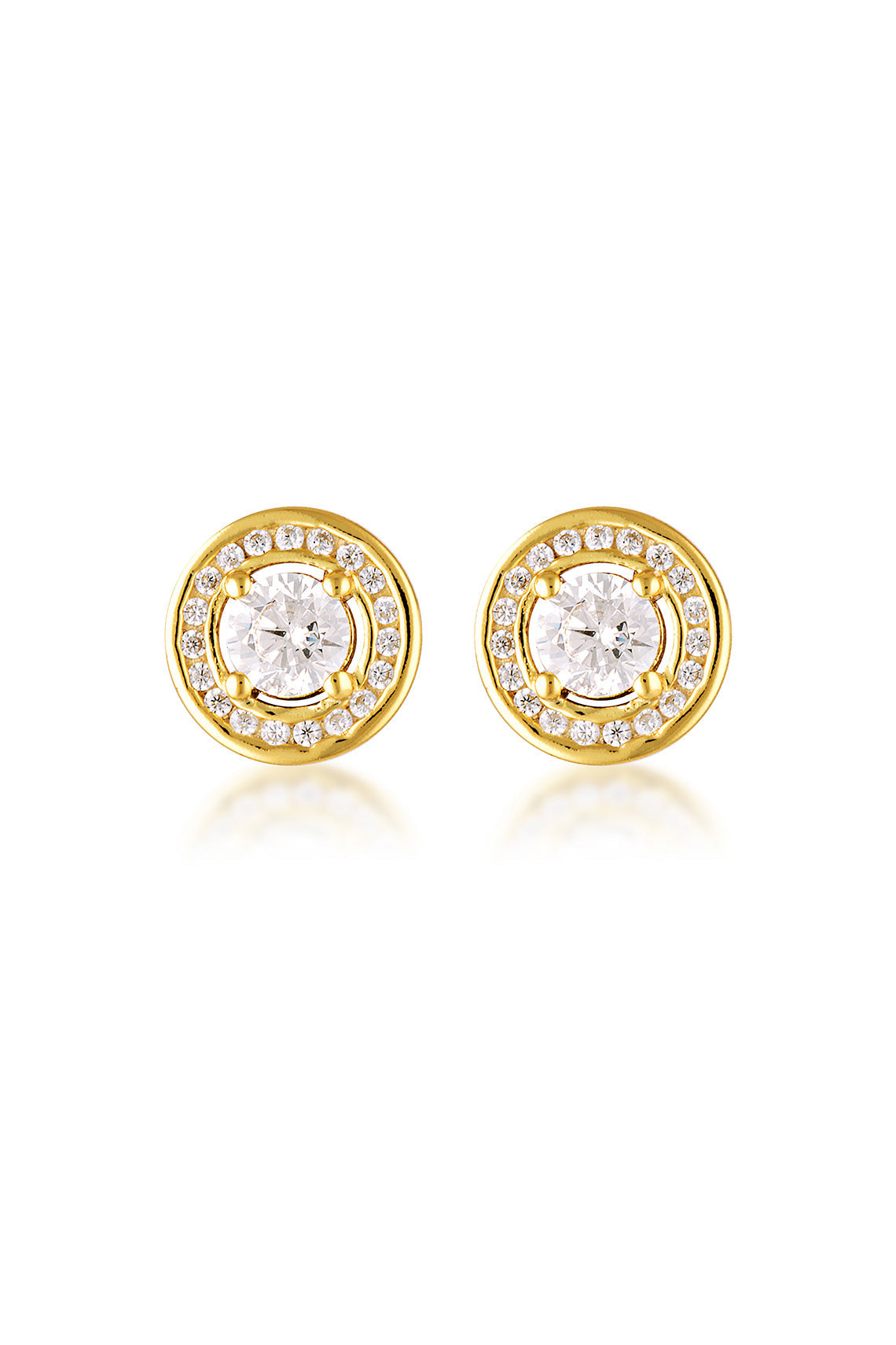 GEORGINI Milestone Sapphire Nano And White Cubic Zirconia Halo Earrings
