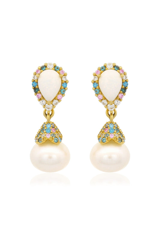 GEORGINI Wisteria Created Opal And Pearl Cascade Earrings