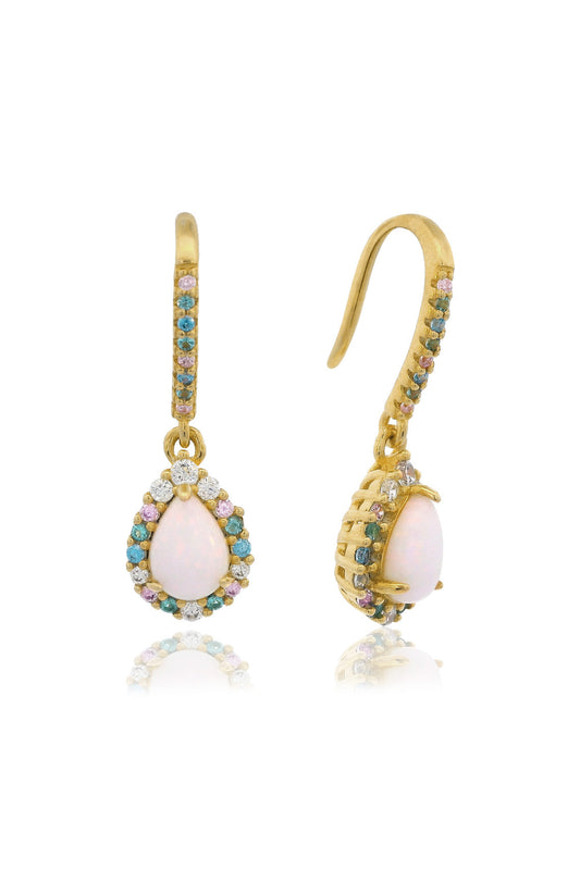 GEORGINI Wisteria Created Opal Floribunda Shepherd Hook Earrings