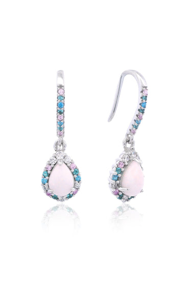 GEORGINI Wisteria Created Opal Floribunda Shepherd Hook Earrings