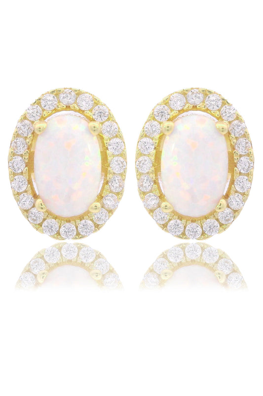 GEORGINI Opal Glow Blackwattle White Created Opal Earrings