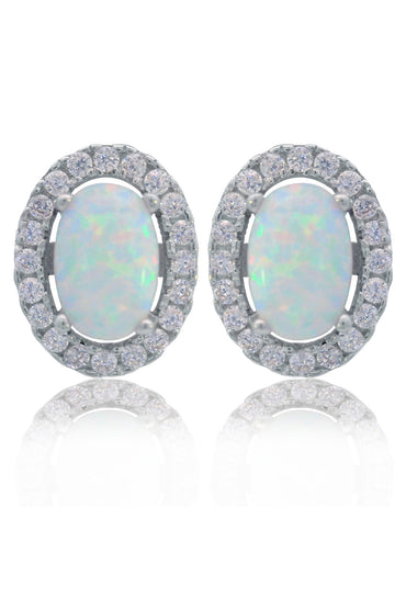 GEORGINI Opal Glow Blackwattle White Created Opal Earrings