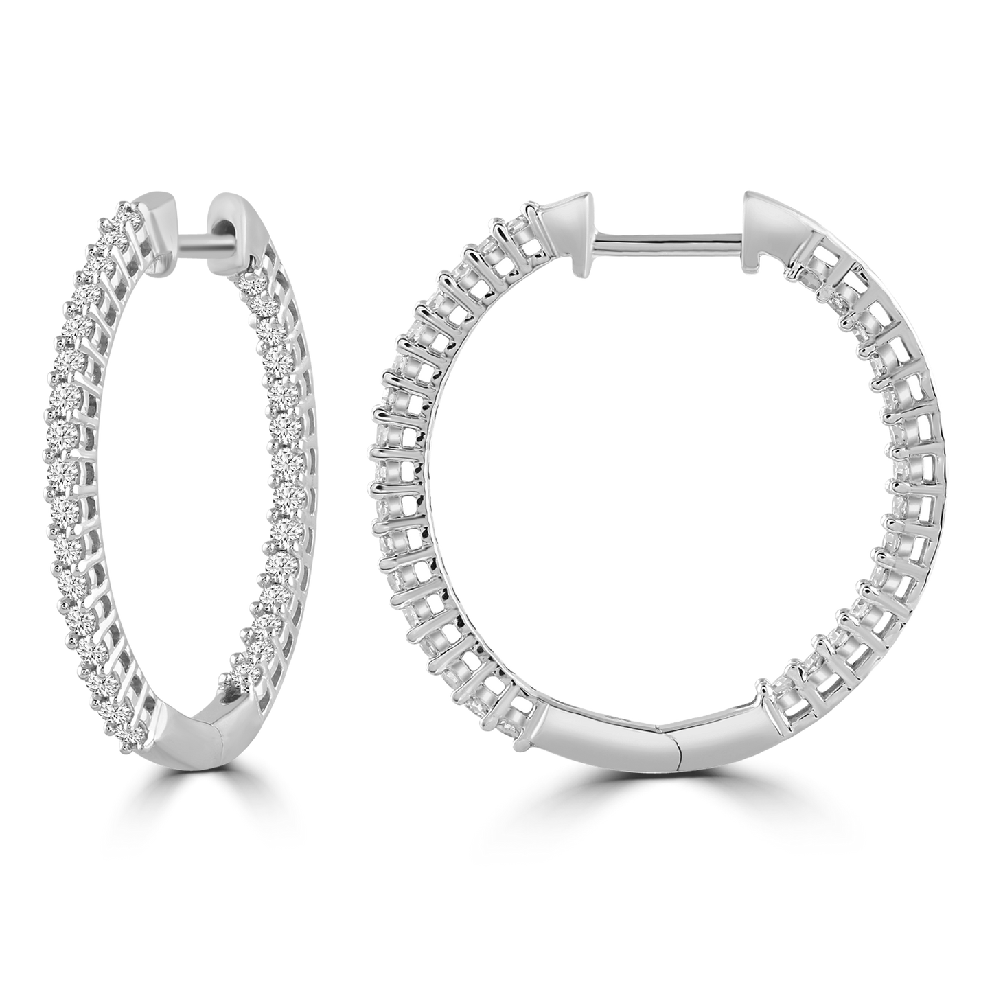 Inside Out Hoops with 0.25ct Diamonds in 9K White Gold