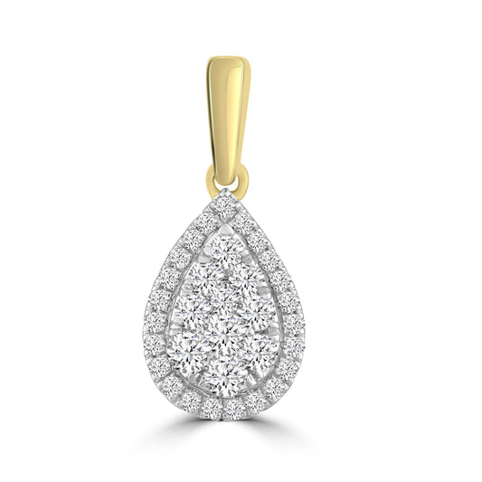 Pear Pendant with 0.25ct Diamond in 9K Yellow Gold