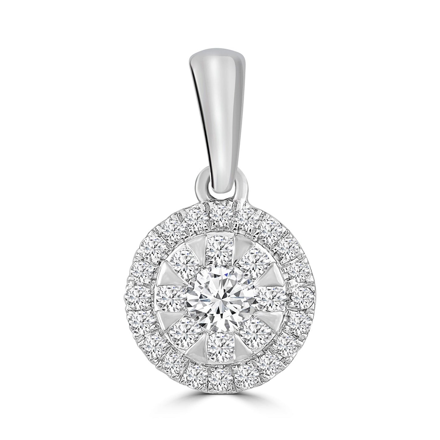 Round Pendant with 0.20ct Diamonds in 9K White Gold