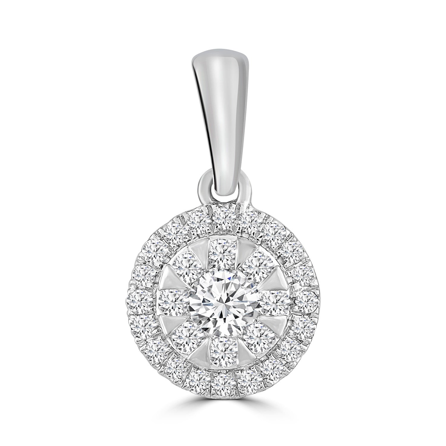 Round Pendant with 0.20ct Diamonds in 9K White Gold