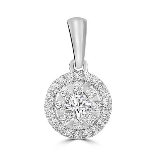 Round Pendant with 0.20ct Diamonds in 9K White Gold