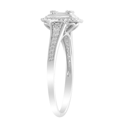 Cluster Ring with 0.33ct Diamond in 9K White Gold