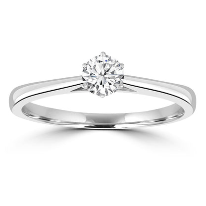 Solitaire Ring with 0.33ct Diamonds in 9K White Gold