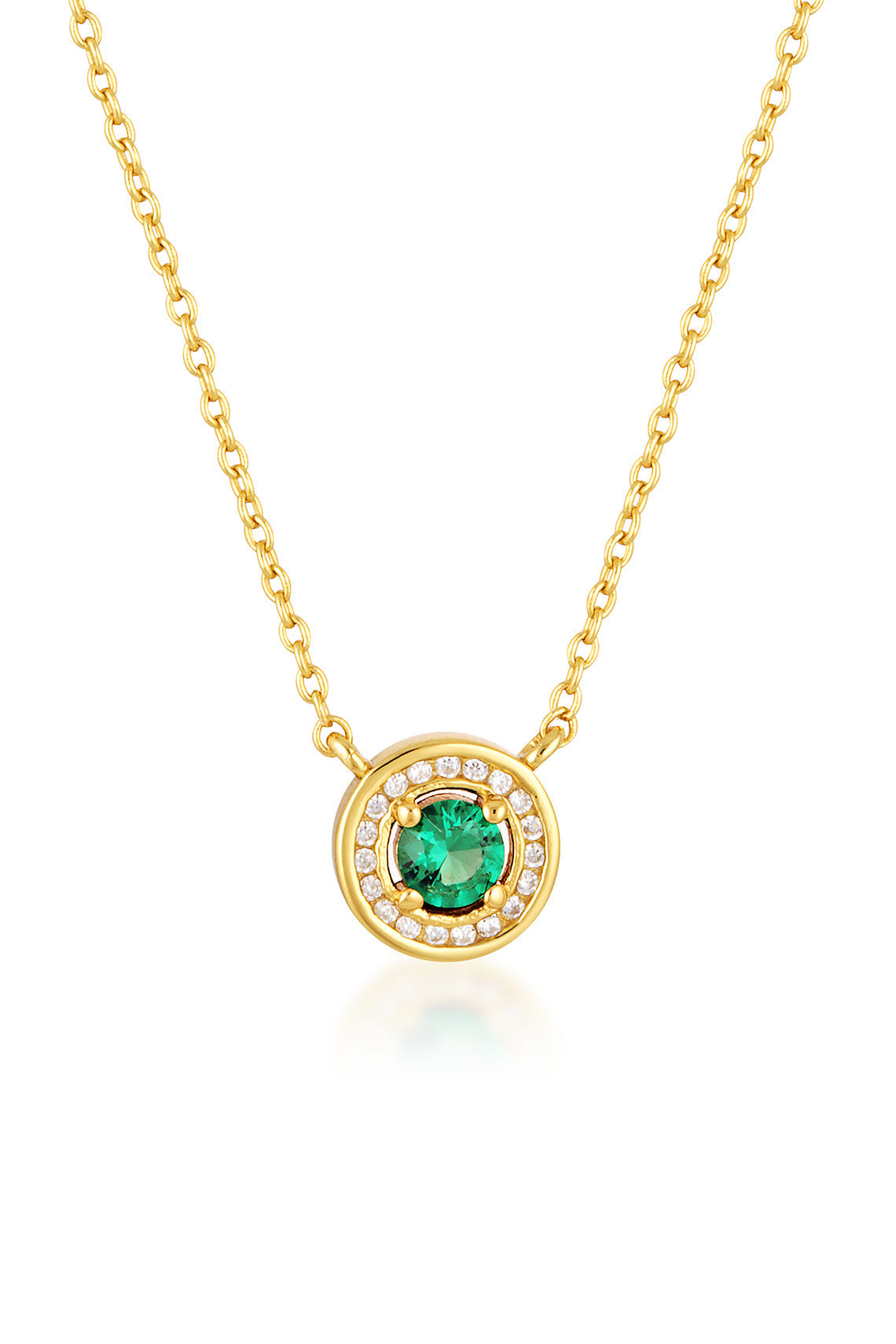 MILESTONE E GREEN ZIRCONIA HALO PENDANT IN GOLD