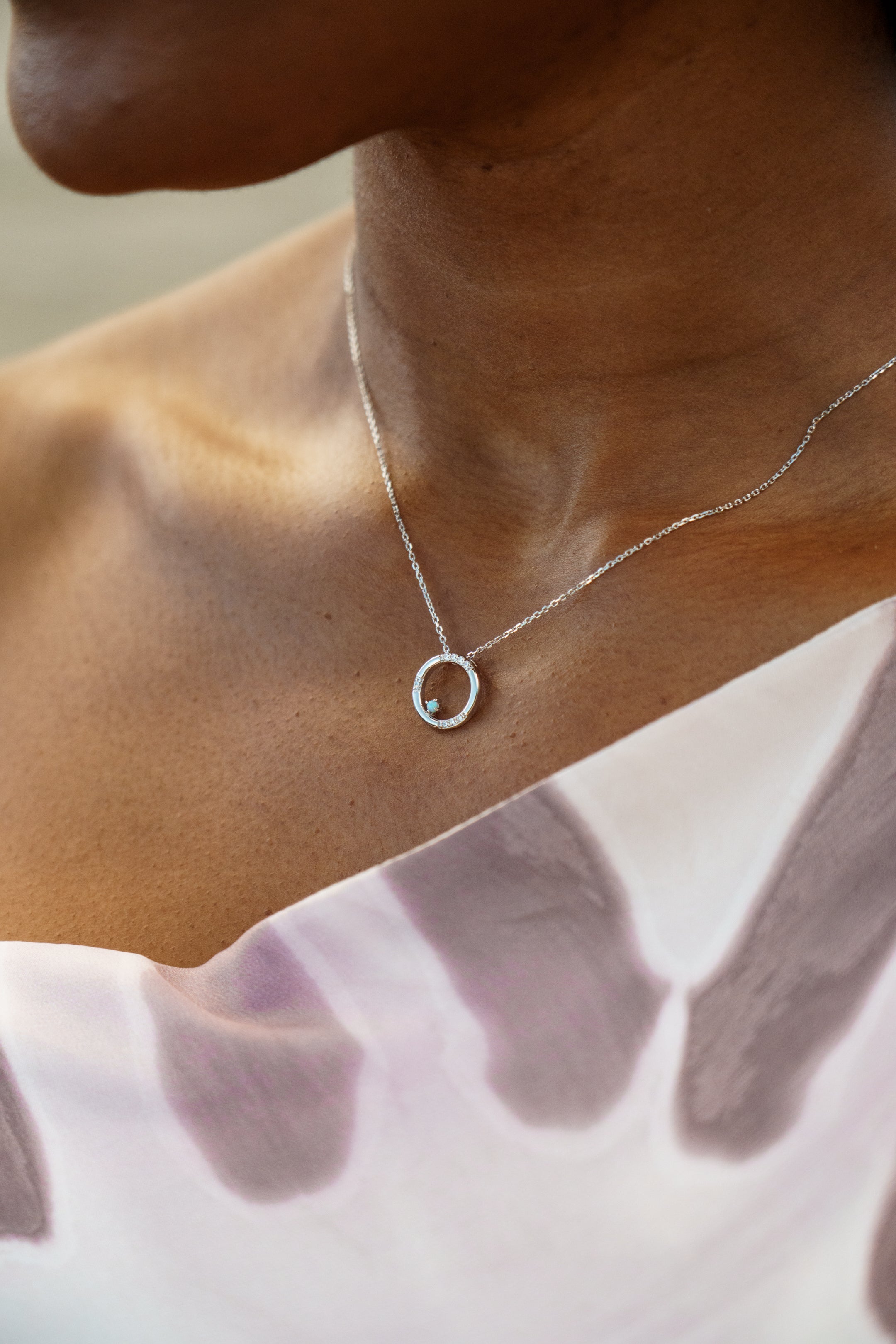 GEORGINI Opal Glow Blue Created Opal Circle Pendant