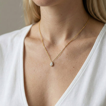 GEORGINI Elegant Essentials 7mm Pear Cut Hidden Halo Pendant
