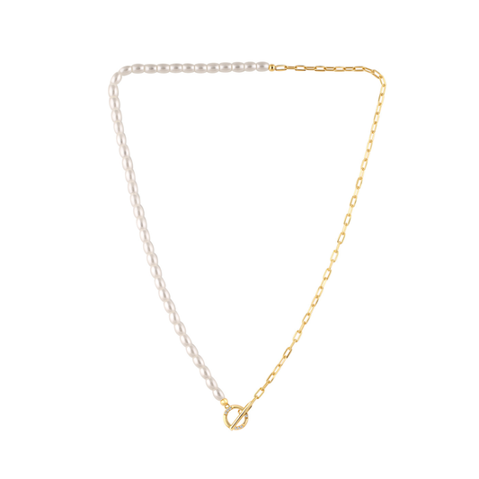 GEORGINI Alchemy Paperclip Pearl Fob Necklace