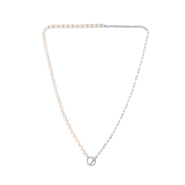 GEORGINI Alchemy Paperclip Pearl Fob Necklace