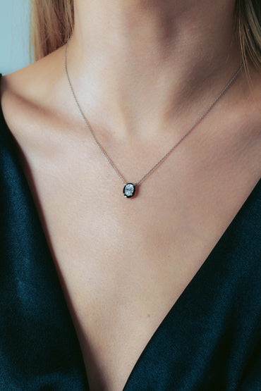 GEORGINI Reflection Oval Pendant & Black Enamel