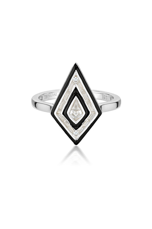 GEORGINI Reflecton Art Deco Ring & Black Enamel