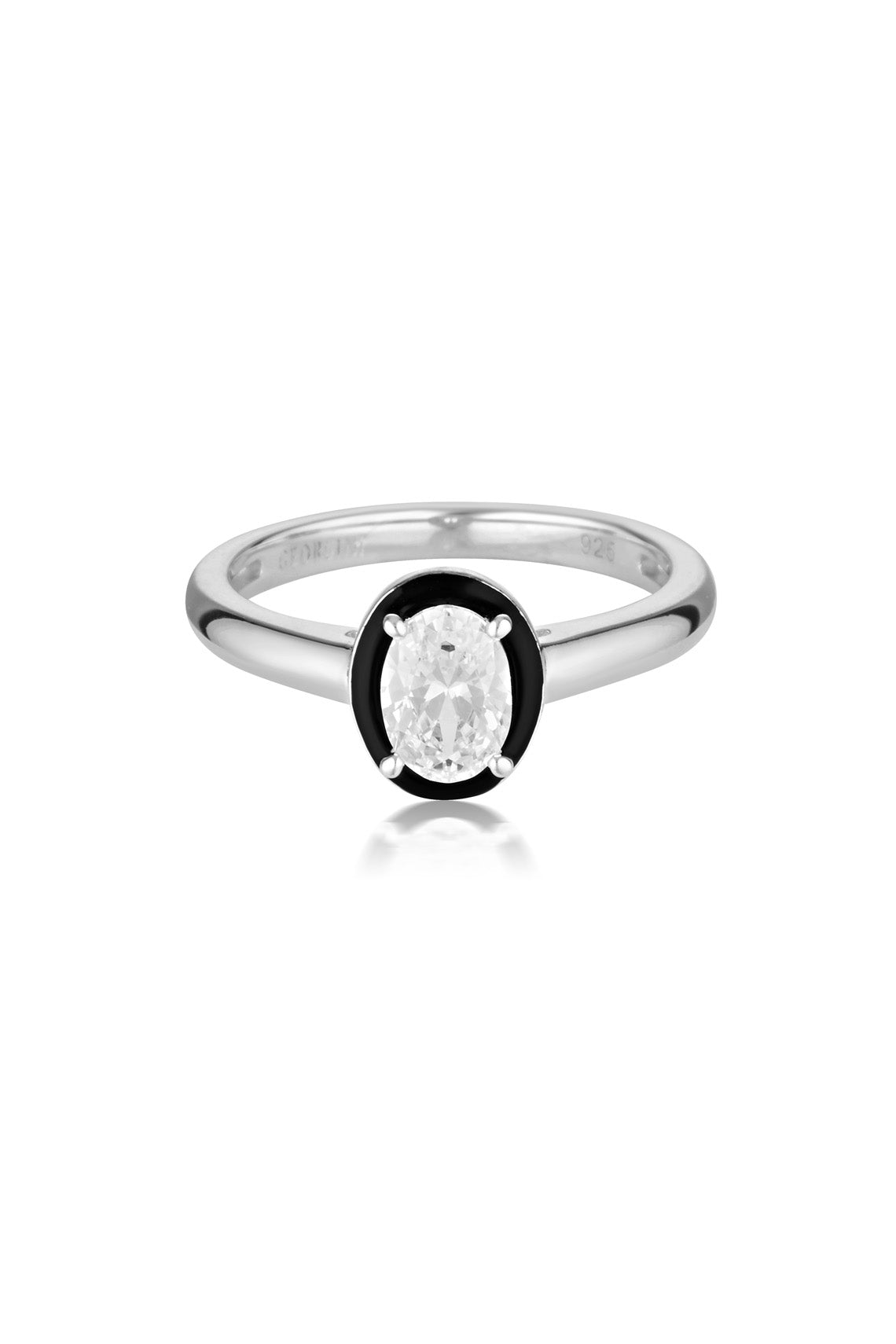 GEORGINI Reflection Oval Ring & Black Enamel