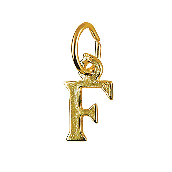Block Initial Charm — F, 9kt WG