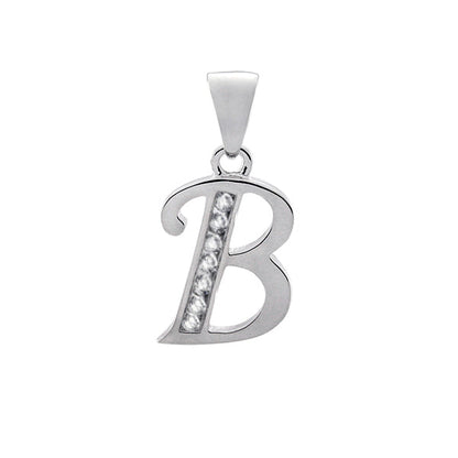 Initial Charm with White Cubic Zirconia — B