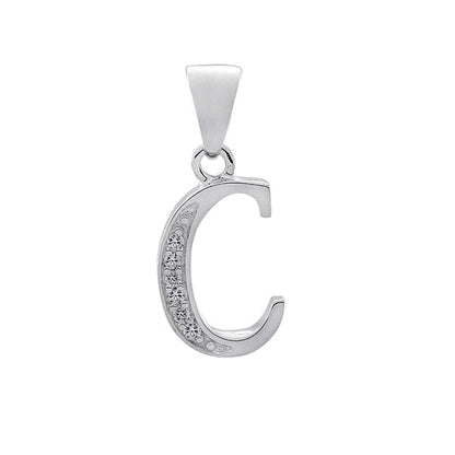 Initial Charm with White Cubic Zirconia — C