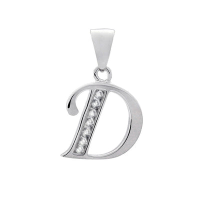 Initial Charm with White Cubic Zirconia — D