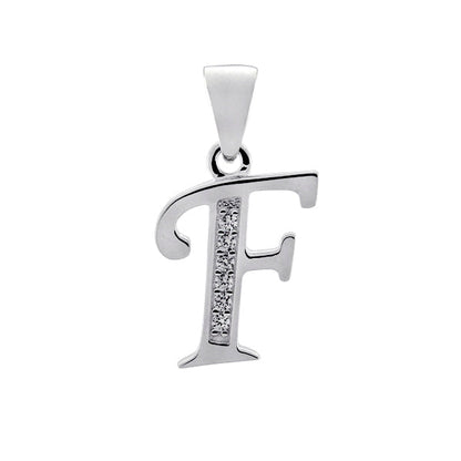 Initial Charm with White Cubic Zirconia — F