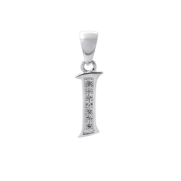 Initial I with White Cz’s Charm