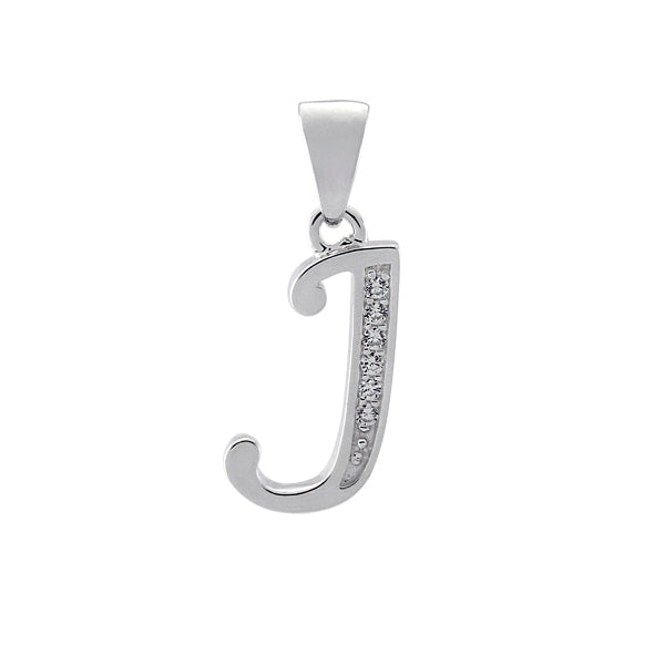 Initial J with White Cz’s Charm