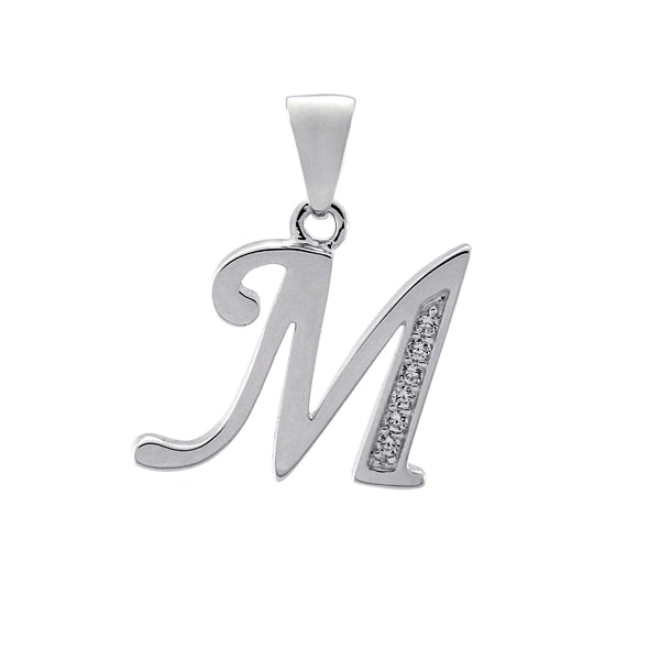 Initial M with White Cz’s Charm