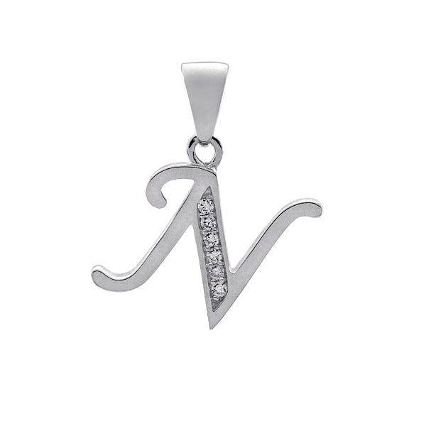 Initial N with White Cz’s Charm